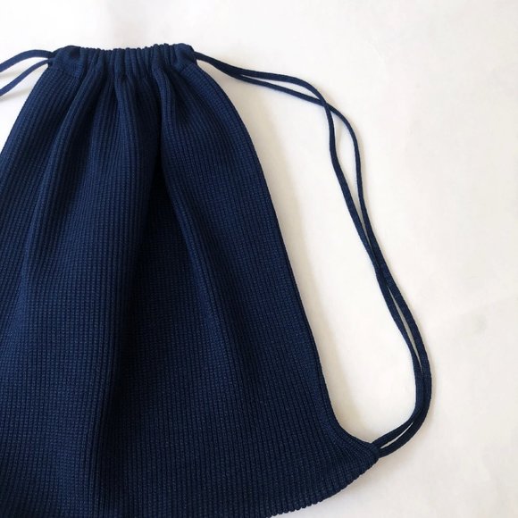 Balenciaga navy blue knit drawstring bag purse backpack - Picture 3 of 10